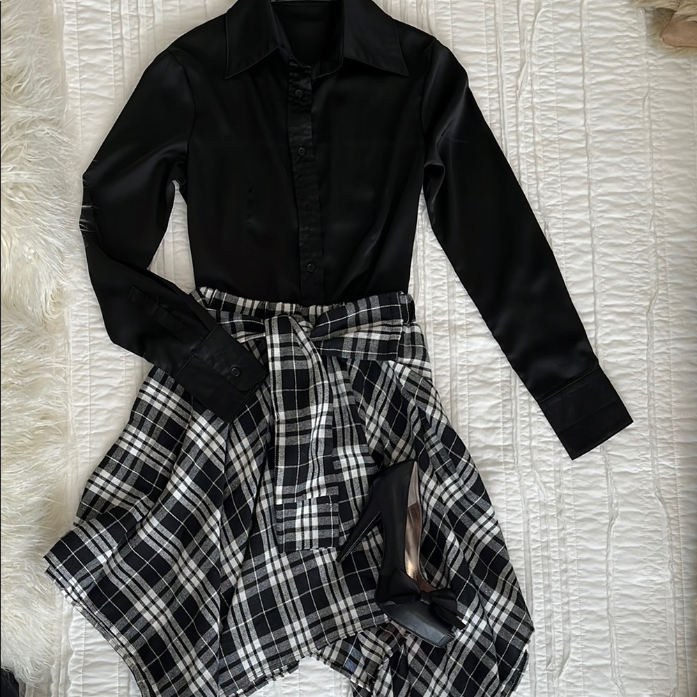 Black and White Plaid Skirt